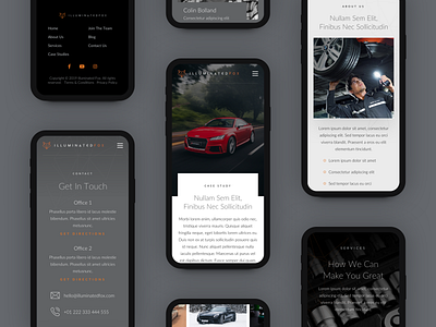Illuminated Fox - Mobile Inner Pages automotive automotive design car clean dark design mobile mobile design redesign responsive ui ux web web design webdesign