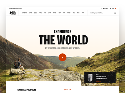 REI website redesign clean design e-commerce hiking product shop shopify ui ux web