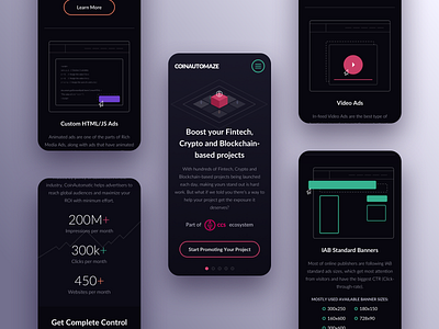 Crypto currency mobile landing app blockchain crypto cryptocurrency currency dark fintech homepage mobile mobile design ui web