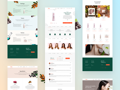 Content pages for Tara clean design e-commerce eshop hair product shop shopify ui ux web