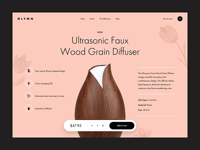 Diffuser Product Details Page clean design diffuser e commerce product redesign shopify ui ux web wood