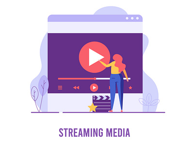 Concept of video marketing, online cinema, streaming app design illustration media movies online cinema service streaming ui vector video video marketing