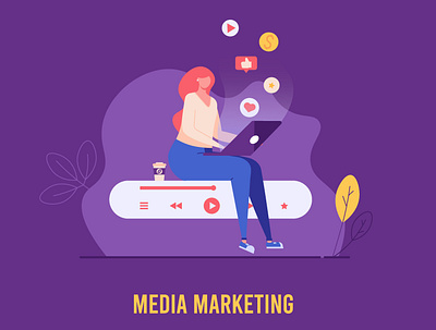 Concept of video marketing, streaming service design illustration marketing media online service service smm streaming ui vector video video marketing