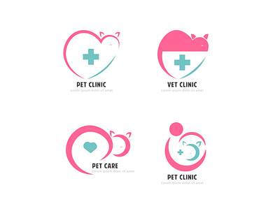 Set of veterinary clinic brands branding clinic design illustration logo pet pet care service set vector veterinary