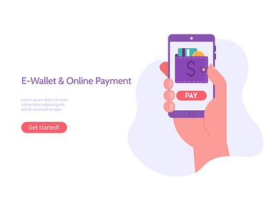 Concept of online payment and e-wallet account app bank banking design illustration online payment service ui ux vector wallet