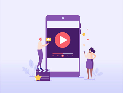 Streaming service app character cinema design illustration marketing media online service streaming ui vector video