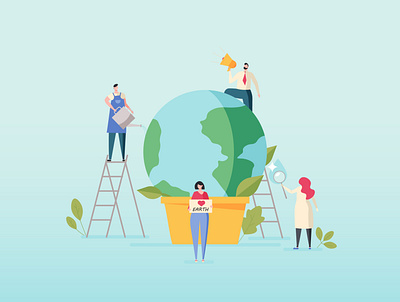 World Environment Day concept character design earth earth day ecology environment nature protection ui vector water