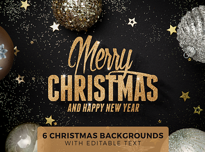 6 Christmas Backgrounds with Editable Text art background baubles celebration christmas craft decoration glitter illustration landing page mockup new year scene season template winter x mas xmas