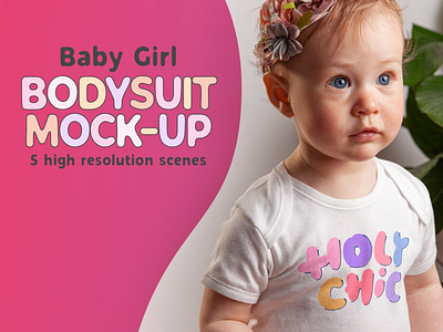 Baby Girl Bodysuit Mock-up apparel baby bodysuit child children clothes clothing design dtg fashion garment girl mockup print printing toddler tshirt wear