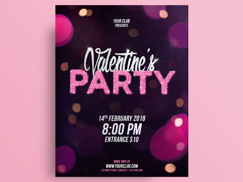 Cover image valentine s day party flyer template