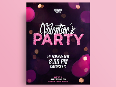Valentines Day Party Flyer Template club clubbing event flyer leaflet party poster present print promote valentine valentines day