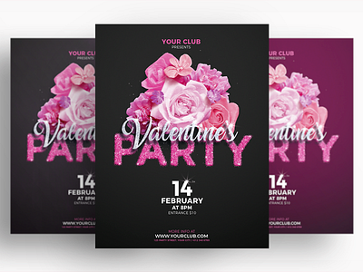 Valentine's Party Flyer Template club clubbing event flyer leaflet party poster present print promote valentine valentines day