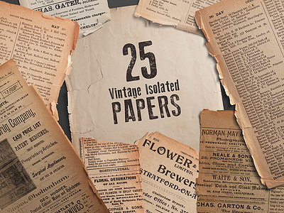 25 Vintage Isolated Papers aged art book craft craftbook decoration isolated newspaper old paper retro vintage