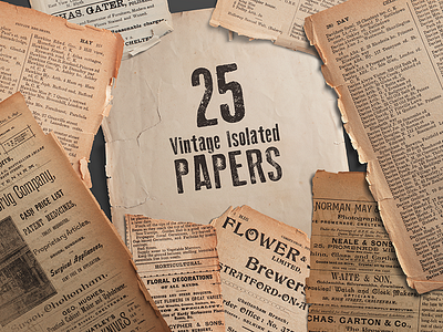 25 Vintage Isolated Papers