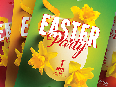 Easter / Spring Party A5 Flyer Template advertise advertising april easter egg flyer leaflet nightclub party poster spring template
