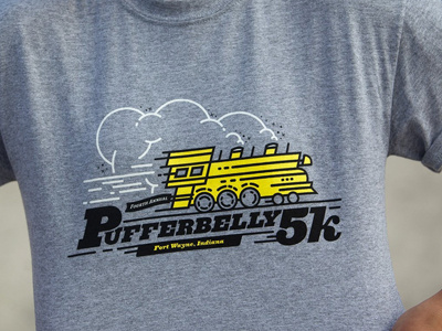 PB 5K Final Gray T-shirt art design illustration marc mcmillen t shirt train type typography
