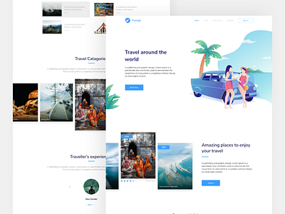 Travel - Explore the World design figma illustration landing page