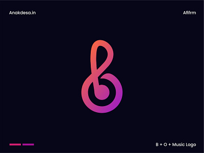 B + O + Music Logo b logo b o logo branding design flat gradient graphic design illustration letter line logo logo concept logodesign logogram logos logotype music music logo o logo ui