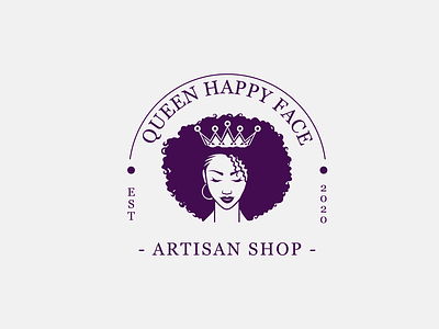 Queen Logo afro hair branding crown face feminine graphic design logo queen woman