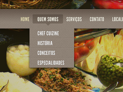Expressao Gastronomia cuizine dropdown food interface menu over photography restaurant texture website