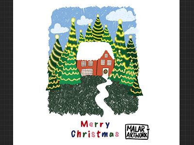 Christmas home alone 🎄✨ artwork christmas cards christmas tree clouds december designer digitalart graphic design green greeting card illustration sketch sky winter xmas