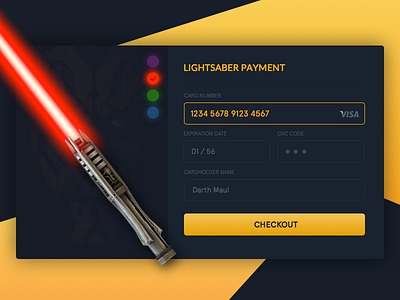 StarWars credit card checkout 002 dailyui design gradient lightsaber payments starwars ui ux