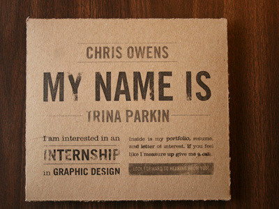 Printed Portfolio ad agency chipboard materials portfolio print resume typography