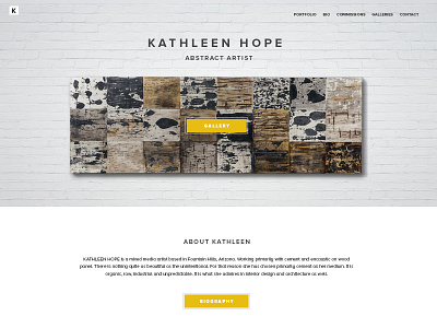 Artist homepage website sneak peak artist banner brick clean grid header hero homepage logo mixed media nav typography