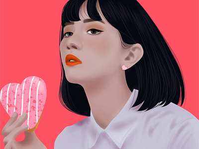 Lovely art arte chica corazon design digital diseño draw ilustración rosa san valentin vector