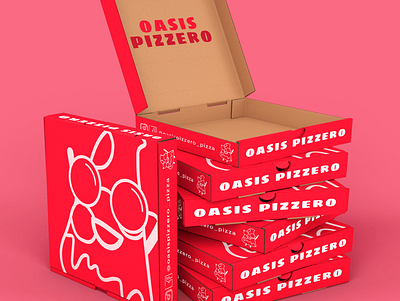 Oasis pizzero pizza branding caja de pizza design digital diseño diseño de producto ilustración logo pizza pizzeria