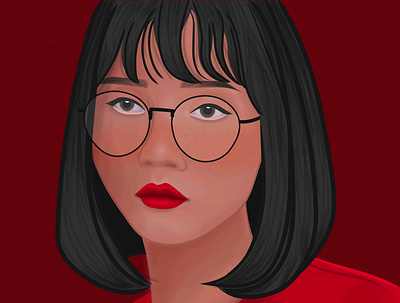 Asiatica arte arte digital asia asiatica chica draw ilustración labios rojos lentes