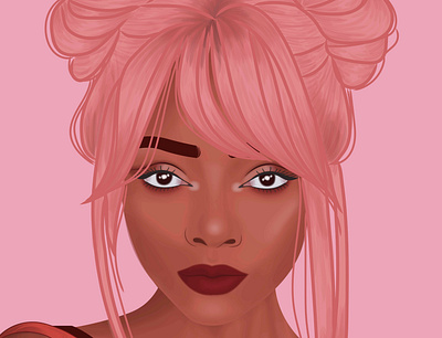 Rubie arte cabello rosa design digital diseño draw ilustración morena rosa vector