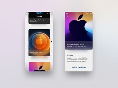 Apple Events App android app appconcept appdesign apple apple design appleevents behance clean colours design dribbble illustraion iosapp minimal typography ui uidesign uiux ux uxdesign