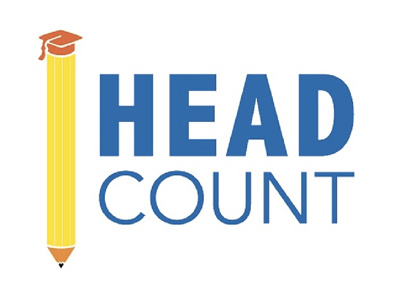 Head Count Logo Design blue edtech logo orange yellow