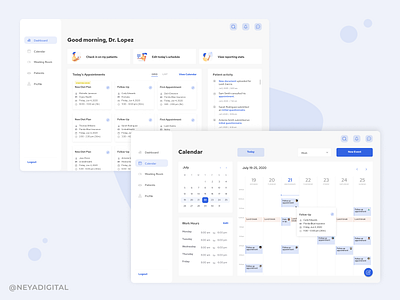 Medical Web App UI appointments blue calendar dashboad design doctor illustration medical medical app nutrition uidesign user experience user interface uxui visual design web app