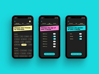 Night carousel for bright friends design mobile app ui