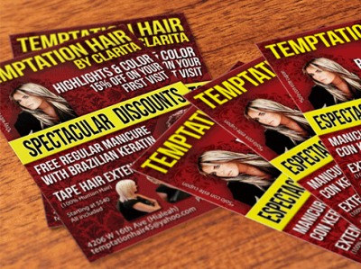 TEMPTATION HAIR BY CLARITA diseño tarjeta de presentacion