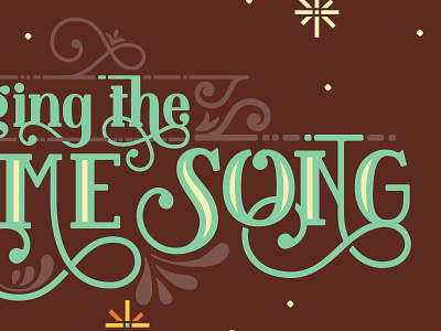 Me Song christmas flourish green holiday lettering orange snow star type typography vector yellow