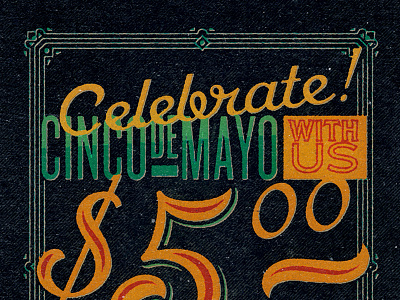 Cinco De Mayo blue branding cafe coffee illustration lettering mexican print design texture typography vector vintage