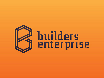 Builders Enterprise Identity blue bold branding construction icon identity identity design logo logo design orange sharp vector art