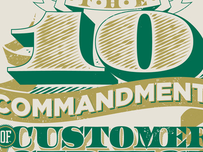 The 10 Commandments of Customer Service banner illustrated typography illustration illustrator kingdom ribbon texture typography