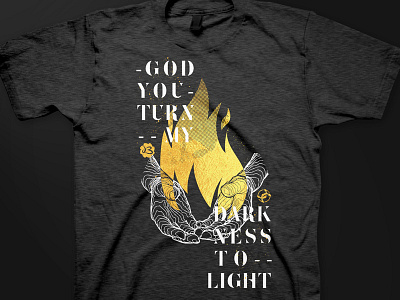 Darkness to Light apparel epic fire gold print screen printing t shirt design typography