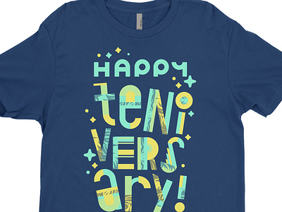 Happy Teniversary apparel branding halftone identity illustration lettering screen print texture typography vector