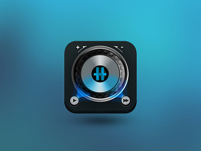 Hype This Track Icon app icon black blue branding chrome dj booth dj icon gray grey icon icon design ios icon music play silver