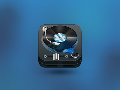 Hype This Track - Unused Icon app icon black blue branding chrome dj booth dj icon gray grey icon icon design ios icon music play silver