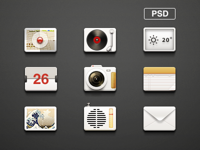 icons calendar camera icon mail maps music psd picture radio weather