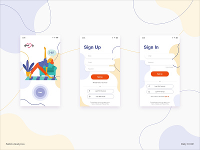 Sign Up and Sign In dailyui001 design signin signup ui xd