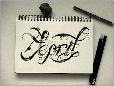 April april calendar custom hand drawn typography