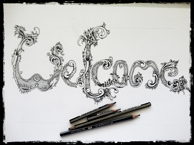 Welcome custom hand drawn ornamental typography victorian