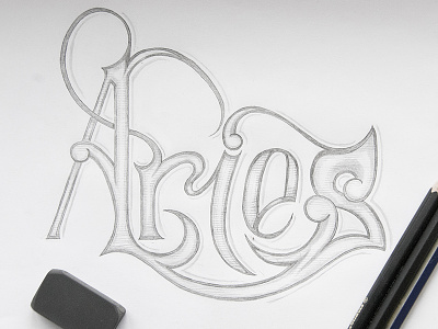 Aries calendar hand drawn leo lettering series typography zodiac